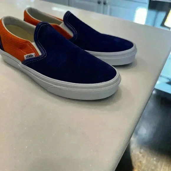 Vans Classic Slip On Suede Shoes Royale Blue Apricot Buff Men's 7 Women’s 8.5 - Picture 3 of 10